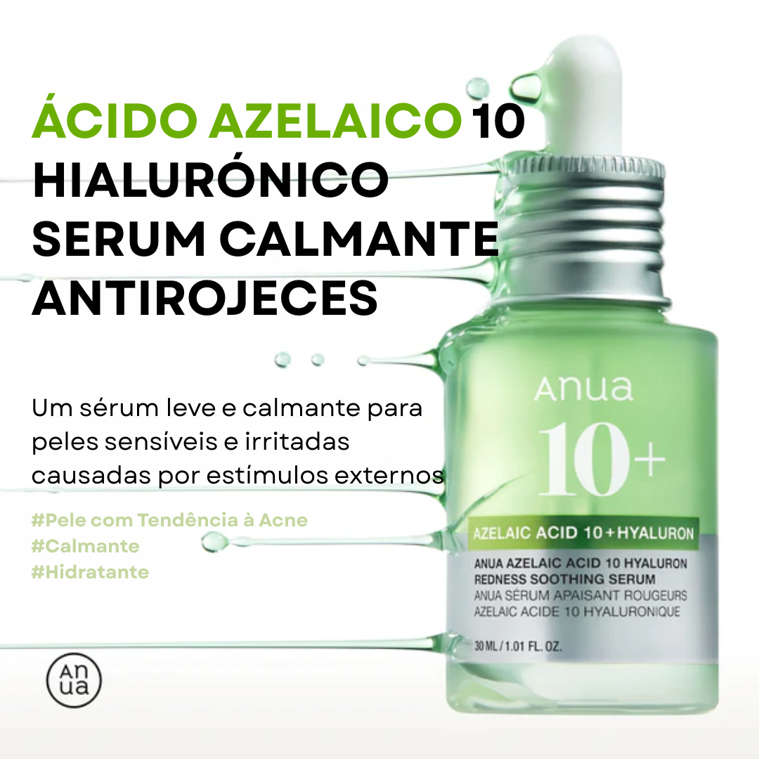 Sérum Calmante Ácido Azelaico 10% e Ácido Hialurônico 30ml