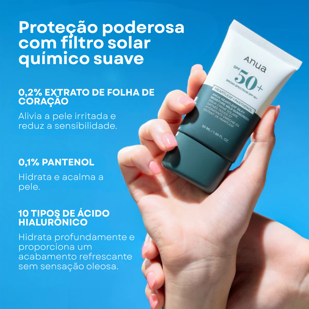 Protetor Solar Facial Heartleaf Silky FPS50+ Anua 50ml